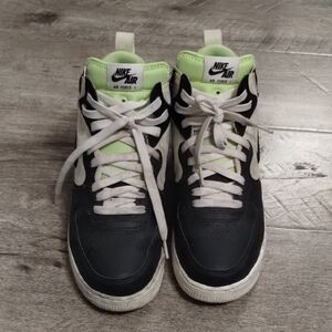 Nike Air Force 1 Kids Shoes - Black and Green